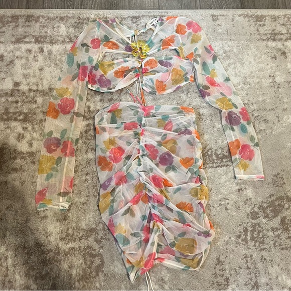 Dresses & Skirts - for love & lemons floral long sleeve coverup